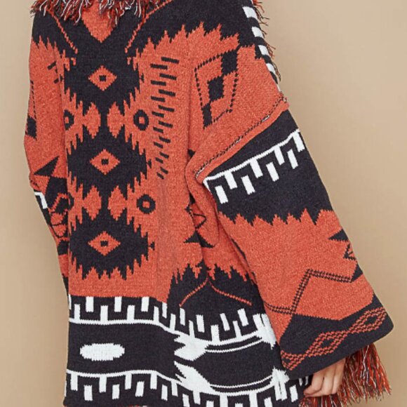 #123 POL PATCHWORK AZTEC CARDIGAN - Picture 1 of 4